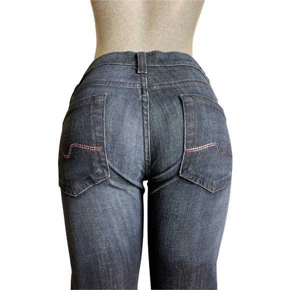 7 For All Mankind Womens Jeans Tag 25 28x29 Blue Dark Wash Straight Leg Low-Rise - Picture 7 of 12